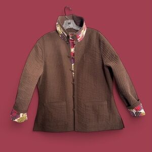 Floral Quilted Reversible 2 Pkts Inside/Outside Women's Jacket